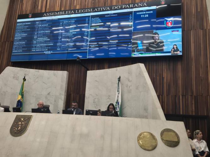 Participação ocorreu no início da sessão plenária desta segunda-feira (6).