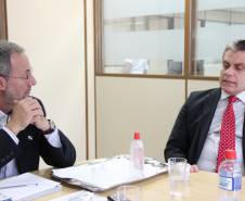 O presidente da Associação Nacional dos Detrans (AND), Marcos Traad, e o vice Antônio Carlos Gouveia, que é diretor-presidente do Detran Alagoas, se reuniram nesta quinta-feira (16), em Curitiba.