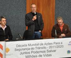 Representantes do Departamento de Trânsito do Paraná (Detran) participaram do lançamento da Semana Nacional de Trânsito em São José dos Pinhais, Região Metropolitana de Curitiba, nesta quarta-feira (18).