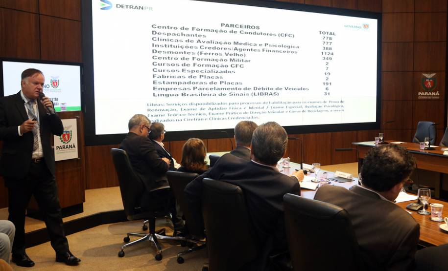 Diretor-geral do Detran, Cesar Kogut, apresenta projetos do Detran no Palácio Iguaçu