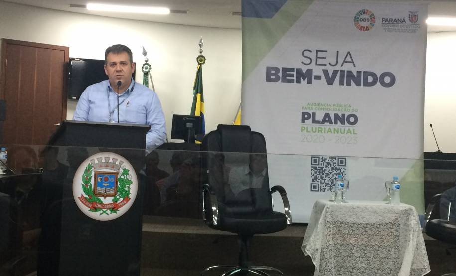 29/08/2019 -  Visita do diretor-geral, Cesar Kogut e do diretor administrativo financeiro, João de Paula Carneiro na Audiência Pública do Plano Plurianual 2020-2023 em Umuarama