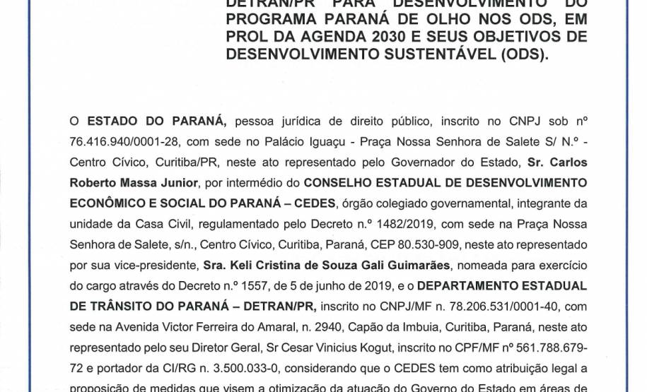 Detran assina Termo de Compromisso em prol da Agenda 2030 e seus Objetivos de Desenvolvimento Sustentável (ODS)