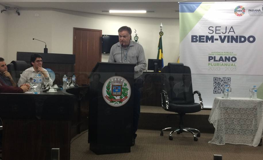 29/08/2019 -  Visita do diretor-geral, Cesar Kogut e do diretor administrativo financeiro, João de Paula Carneiro na Audiência Pública do Plano Plurianual 2020-2023 em Umuarama