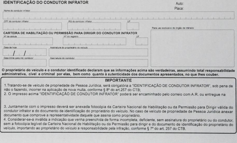 O processo para indicar o condutor infrator, no caso de multas de trânsito, mudou em todo Brasil e já está em vigor no Paraná.
