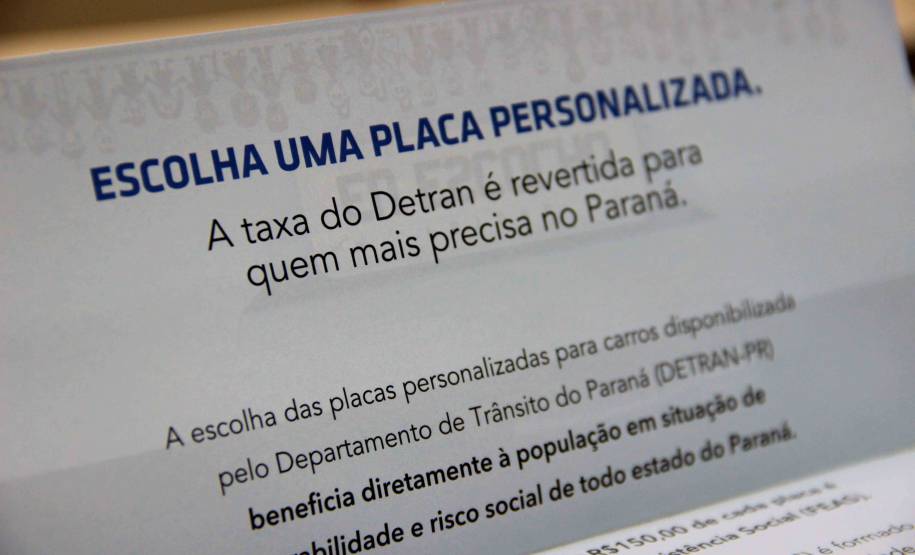 O Departamento de Trânsito do Paraná (Detran) inicia nesta quarta-feira (16) a campanha "Futuro: Eu escolho", que divulga a doação da taxa de personalização das placas veiculares ao Fundo Estadual de Assistência Social (Feas).