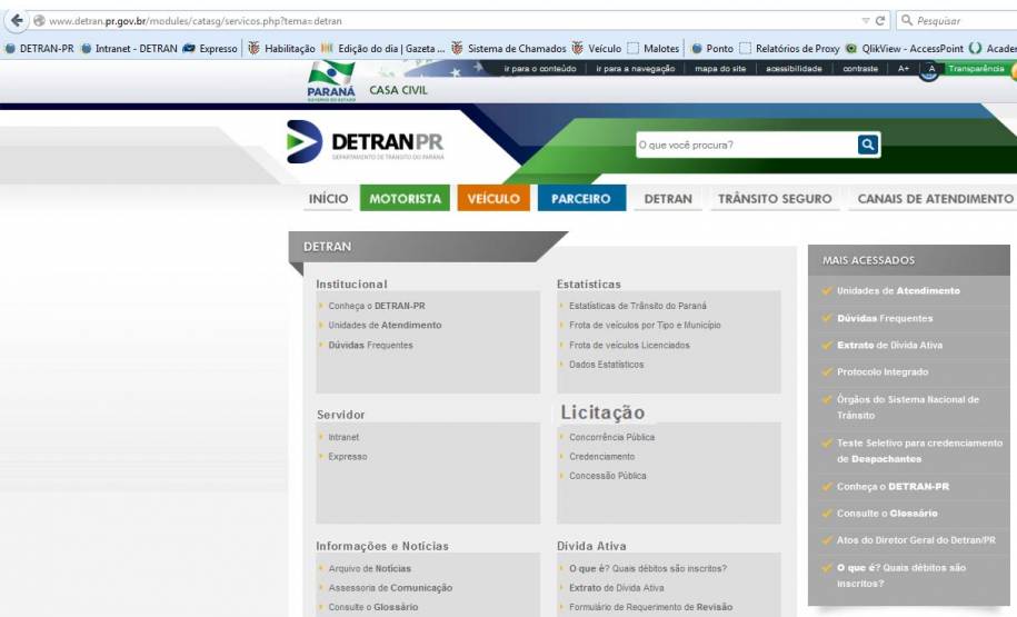 Licitações do Detran podem ser consultadas no site da autarquia