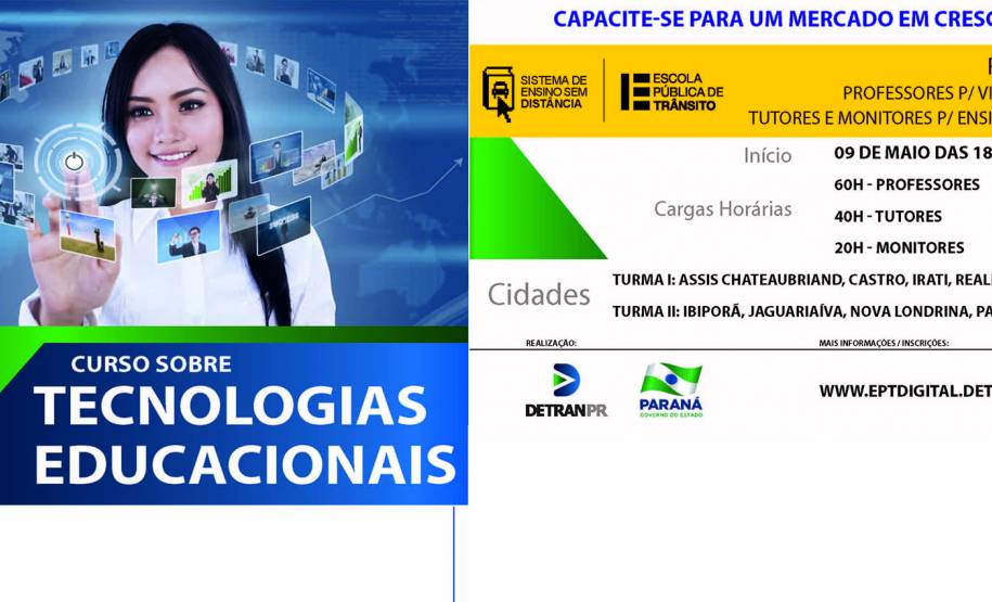 Detran abre vagas para formação de docentes, monitores e tutores no Sistema de Educação a Distância