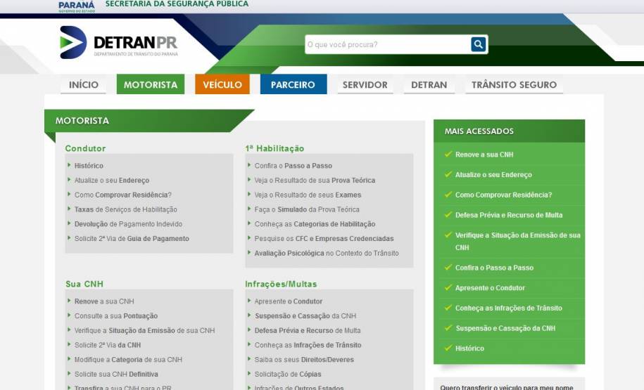 A partir desta segunda-feira (22) os usuários do Departamento de Trânsito do Paraná (Detran) contam com as facilidades de um novo site mais moderno e prático.