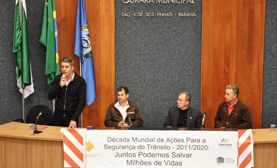 Representantes do Departamento de Trânsito do Paraná (Detran) participaram do lançamento da Semana Nacional de Trânsito em São José dos Pinhais, Região Metropolitana de Curitiba, nesta quarta-feira (18).