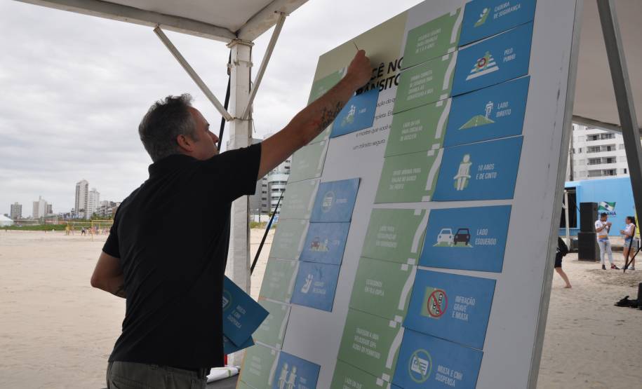 O Departamento de Trânsito do Paraná (Detran) oferece, em uma tenda instalada em Matinhos, cinco atividades divertidas e educativas para crianças e adultos. Elas são: tabuleiro gigante, em que os participantes são as próprias peças, atividades de colorir, painéis com placas sobre infrações de trânsito e suas penalidades, jogos digitais da memória e de simulação do trânsito.